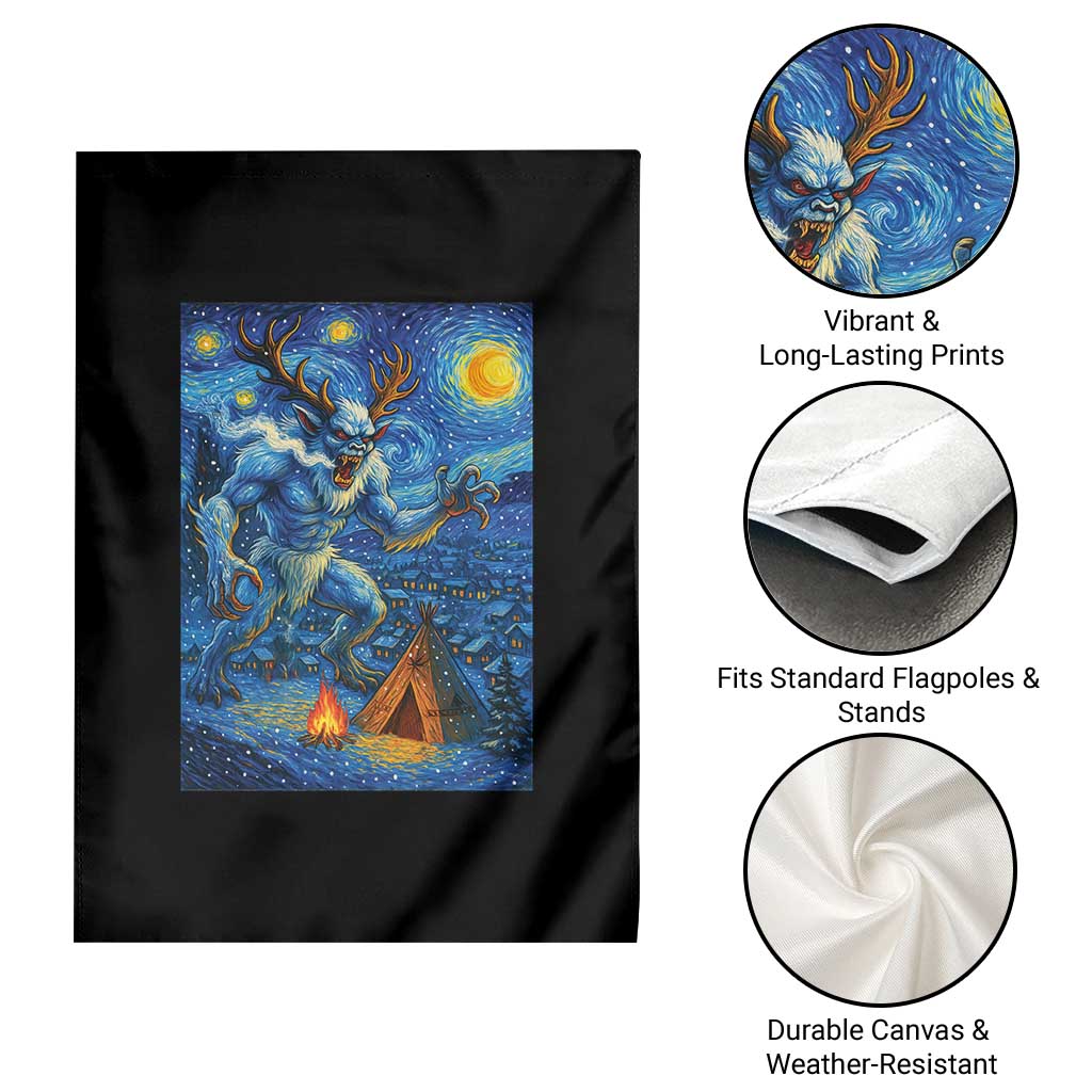 Wedigo Cryptid Christmas Garden Flag Native American Starry Night Xmas - Wonder Print Shop
