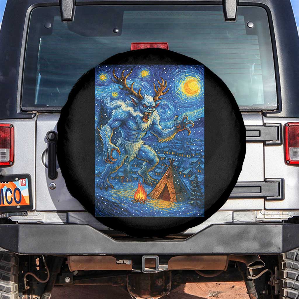 Wedigo Cryptid Christmas Spare Tire Cover Native American Starry Night Xmas - Wonder Print Shop