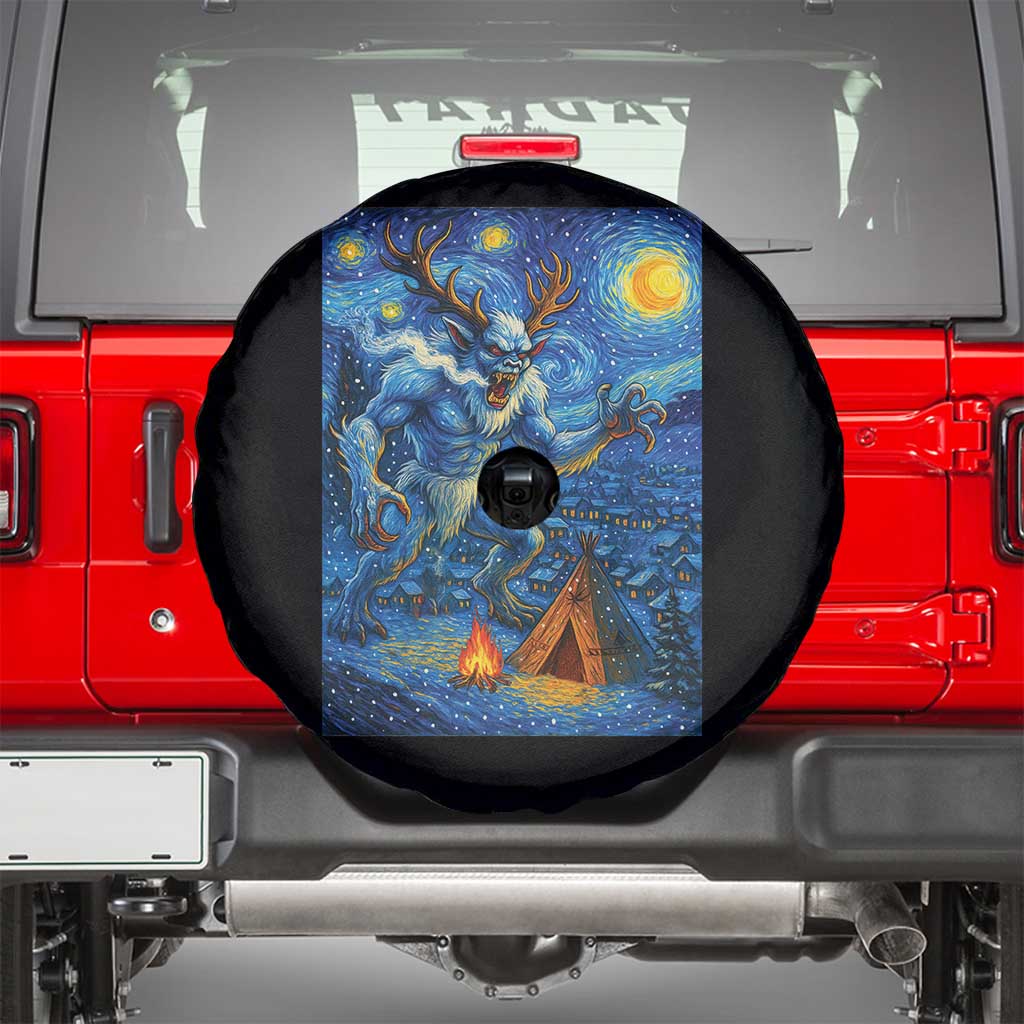 Wedigo Cryptid Christmas Spare Tire Cover Native American Starry Night Xmas - Wonder Print Shop