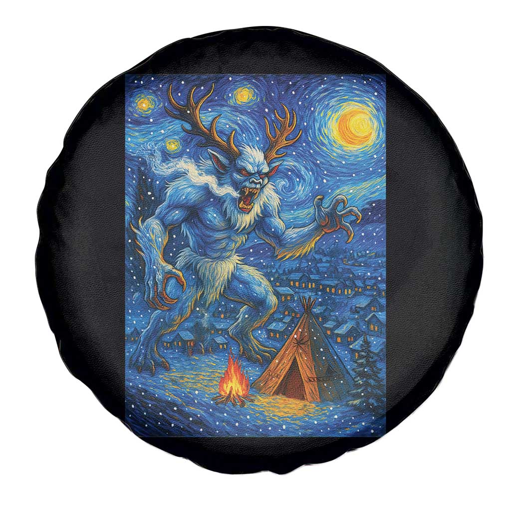 Wedigo Cryptid Christmas Spare Tire Cover Native American Starry Night Xmas - Wonder Print Shop