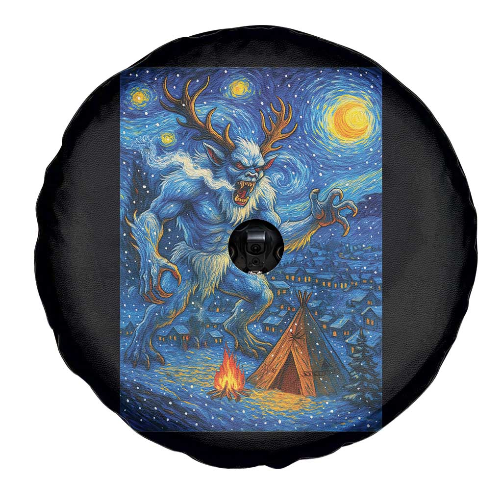 Wedigo Cryptid Christmas Spare Tire Cover Native American Starry Night Xmas - Wonder Print Shop