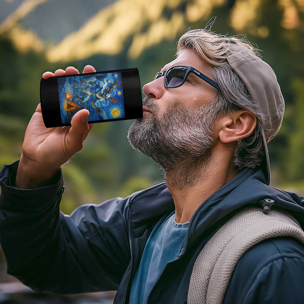 Wedigo Cryptid Christmas 4 in 1 Can Cooler Tumbler Native American Starry Night Xmas - Wonder Print Shop