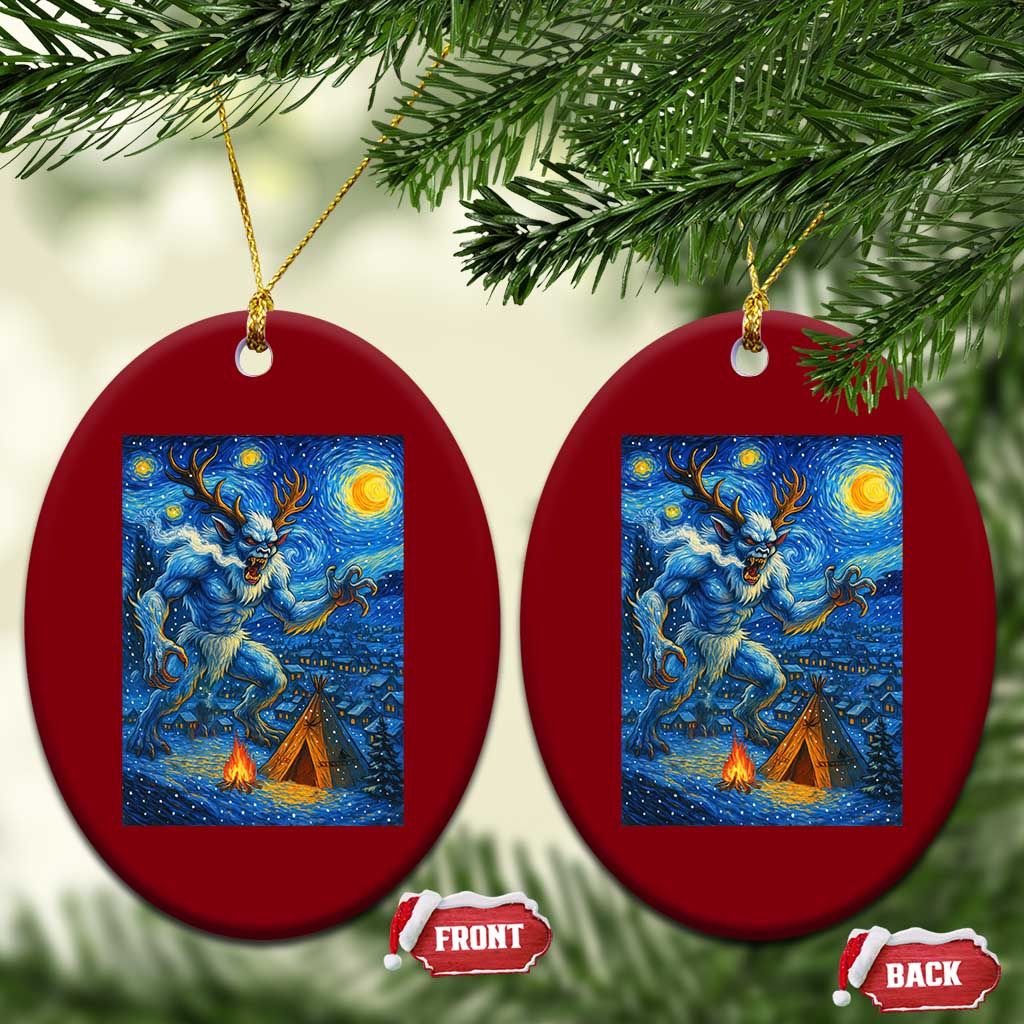 Wedigo Cryptid Xmas Ceramic Ornament Native American Starry Night Xmas - Wonder Print Shop