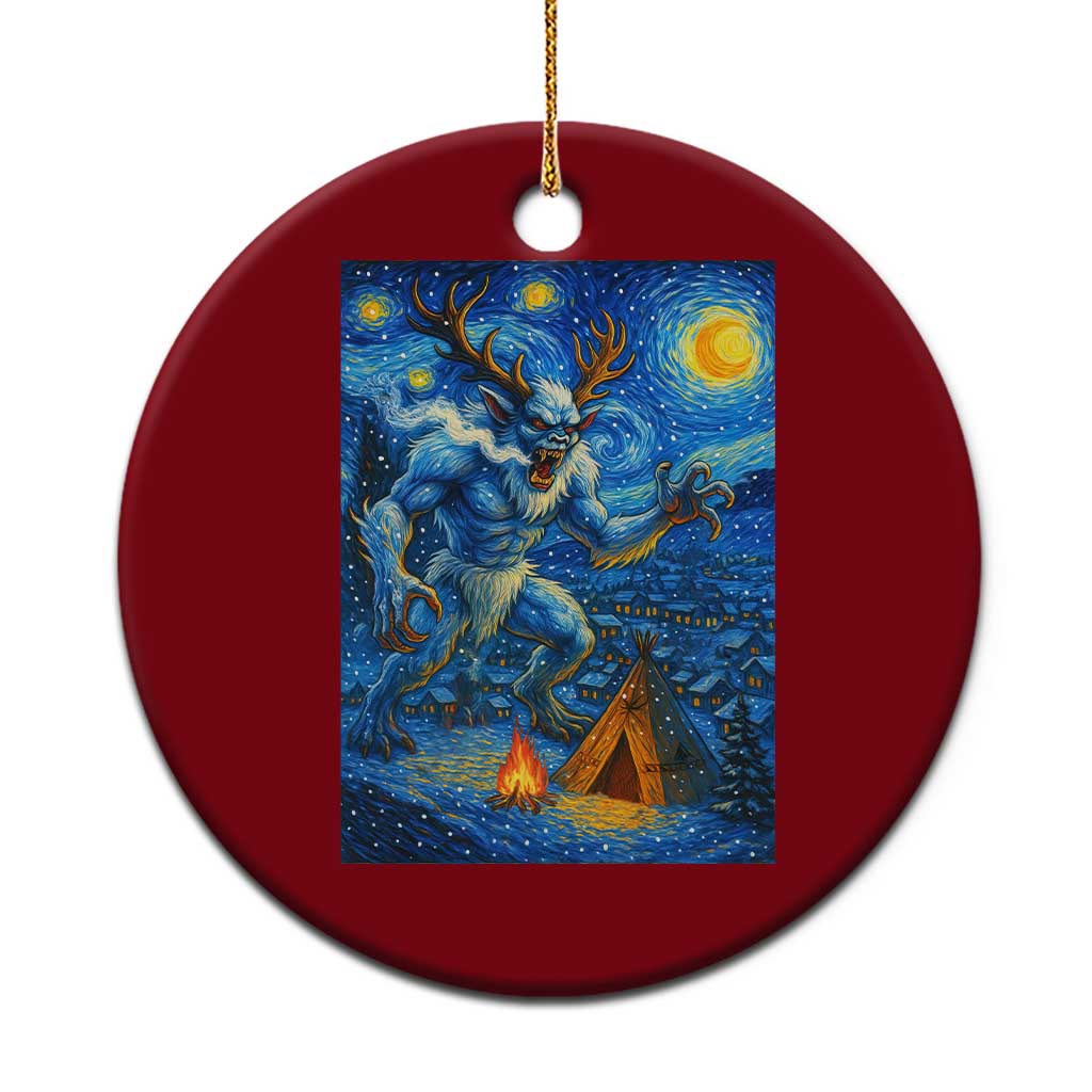 Wedigo Cryptid Xmas Ceramic Ornament Native American Starry Night Xmas - Wonder Print Shop