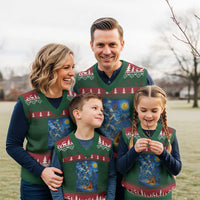 Wedigo Cryptid Xmas V-Neck Knit Sweater Vest Native American Starry Night Xmas - Wonder Print Shop