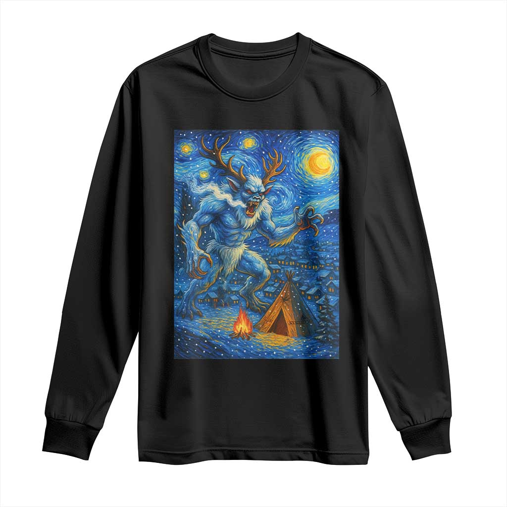 Wedigo Cryptid Christmas Long Sleeve Shirt Native American Starry Night Xmas - Wonder Print Shop
