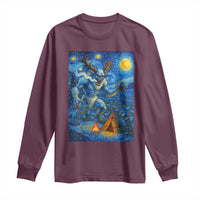 Wedigo Cryptid Christmas Long Sleeve Shirt Native American Starry Night Xmas - Wonder Print Shop