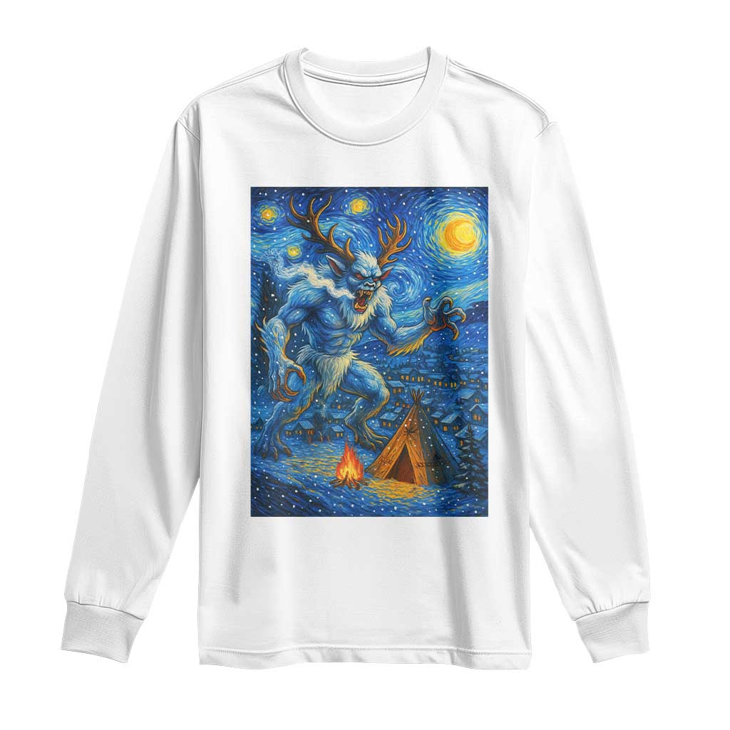 Wedigo Cryptid Christmas Long Sleeve Shirt Native American Starry Night Xmas - Wonder Print Shop