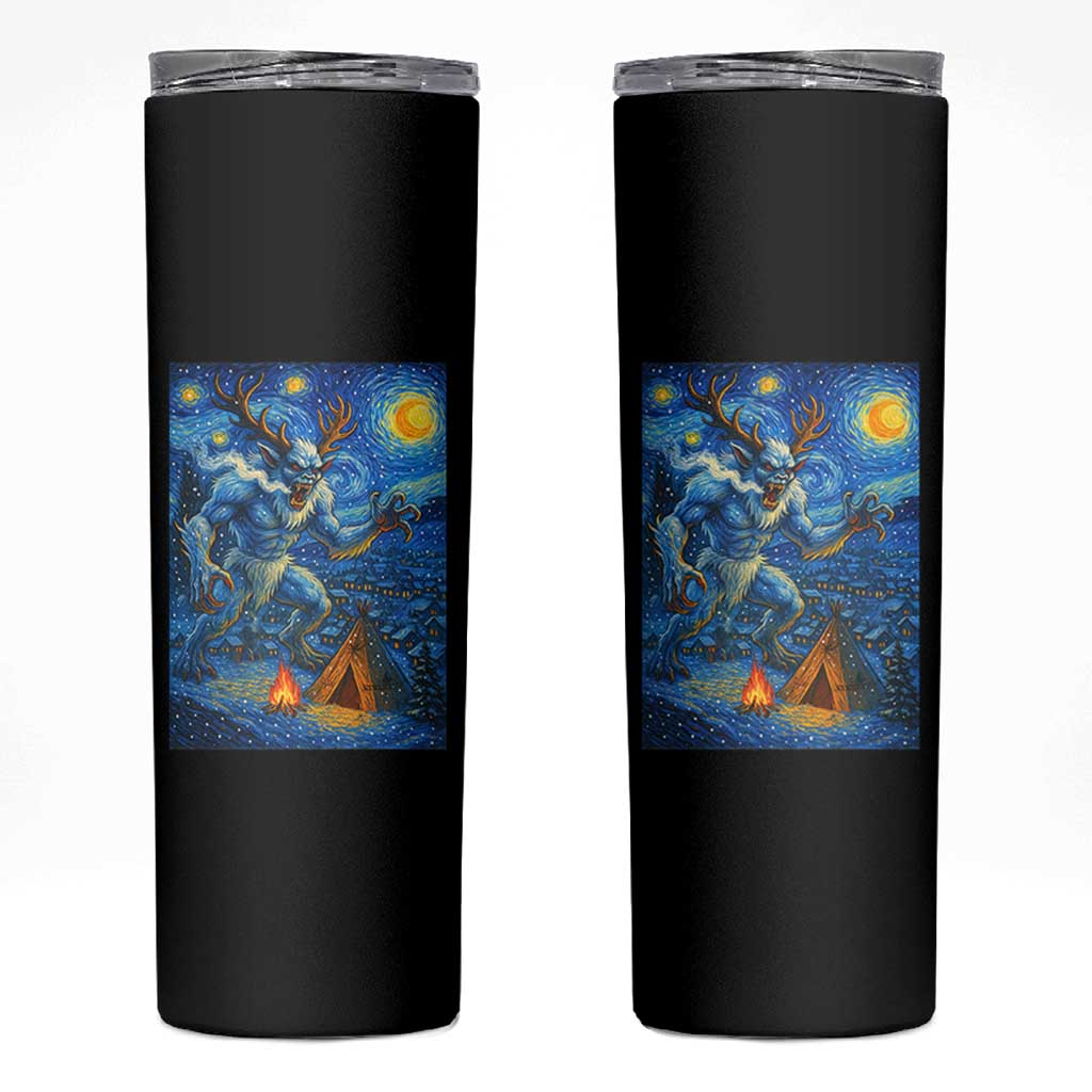 Wedigo Cryptid Christmas Skinny Tumbler Native American Starry Night Xmas - Wonder Print Shop