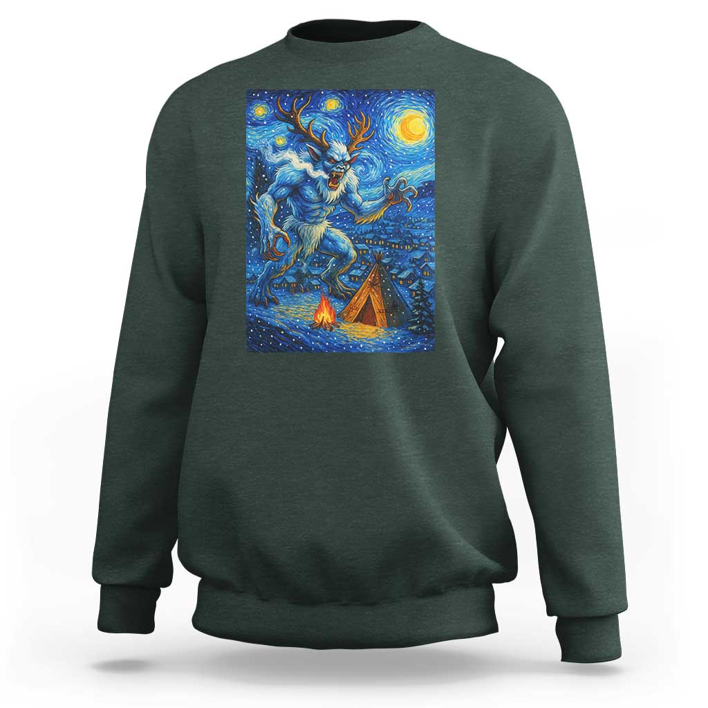 Wedigo Cryptid Christmas Sweatshirt Native American Starry Night Xmas - Wonder Print Shop