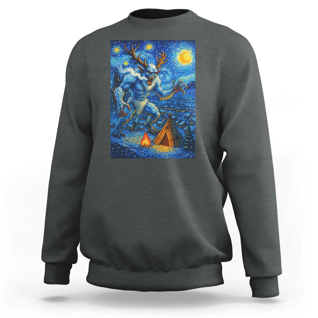 Wedigo Cryptid Christmas Sweatshirt Native American Starry Night Xmas - Wonder Print Shop