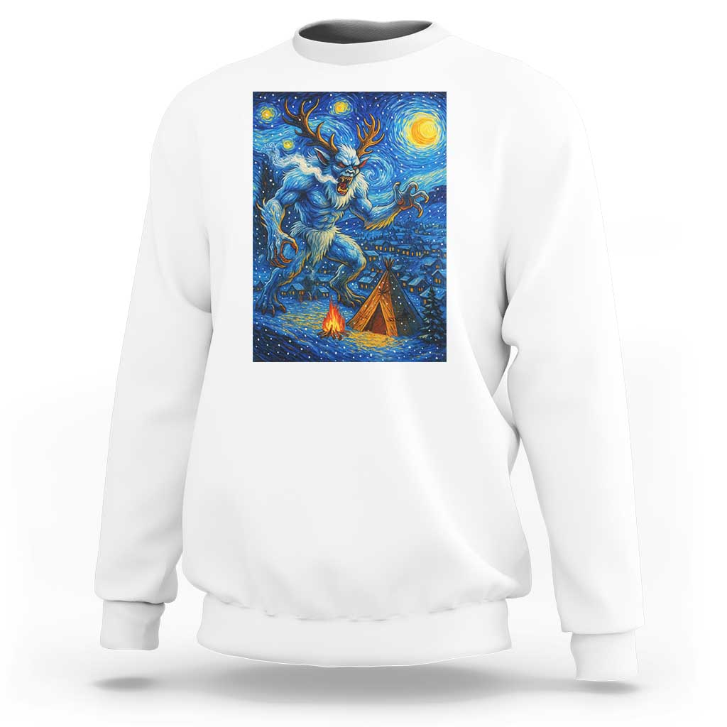 Wedigo Cryptid Christmas Sweatshirt Native American Starry Night Xmas - Wonder Print Shop