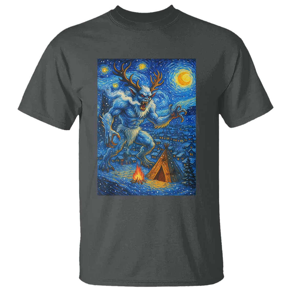 Wedigo Cryptid Christmas T Shirt Native American Starry Night Xmas - Wonder Print Shop
