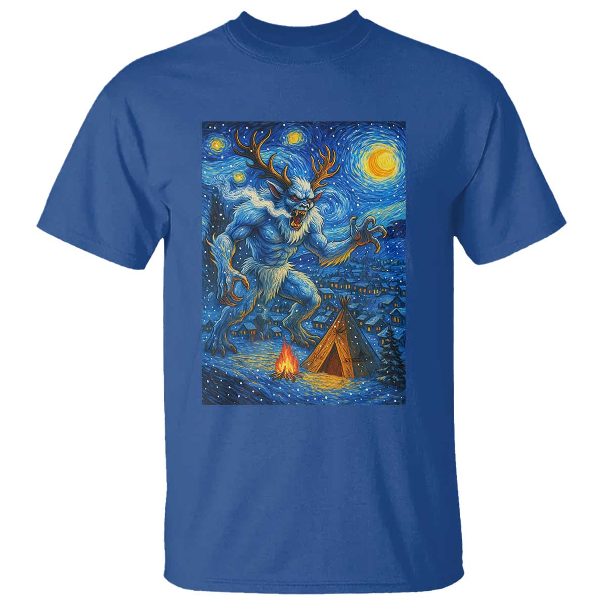 Wedigo Cryptid Christmas T Shirt Native American Starry Night Xmas - Wonder Print Shop