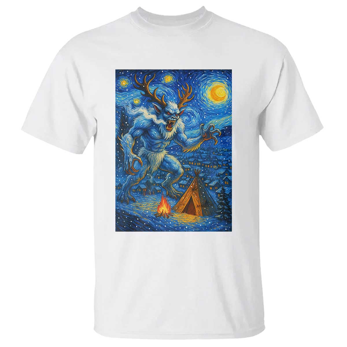 Wedigo Cryptid Christmas T Shirt Native American Starry Night Xmas - Wonder Print Shop
