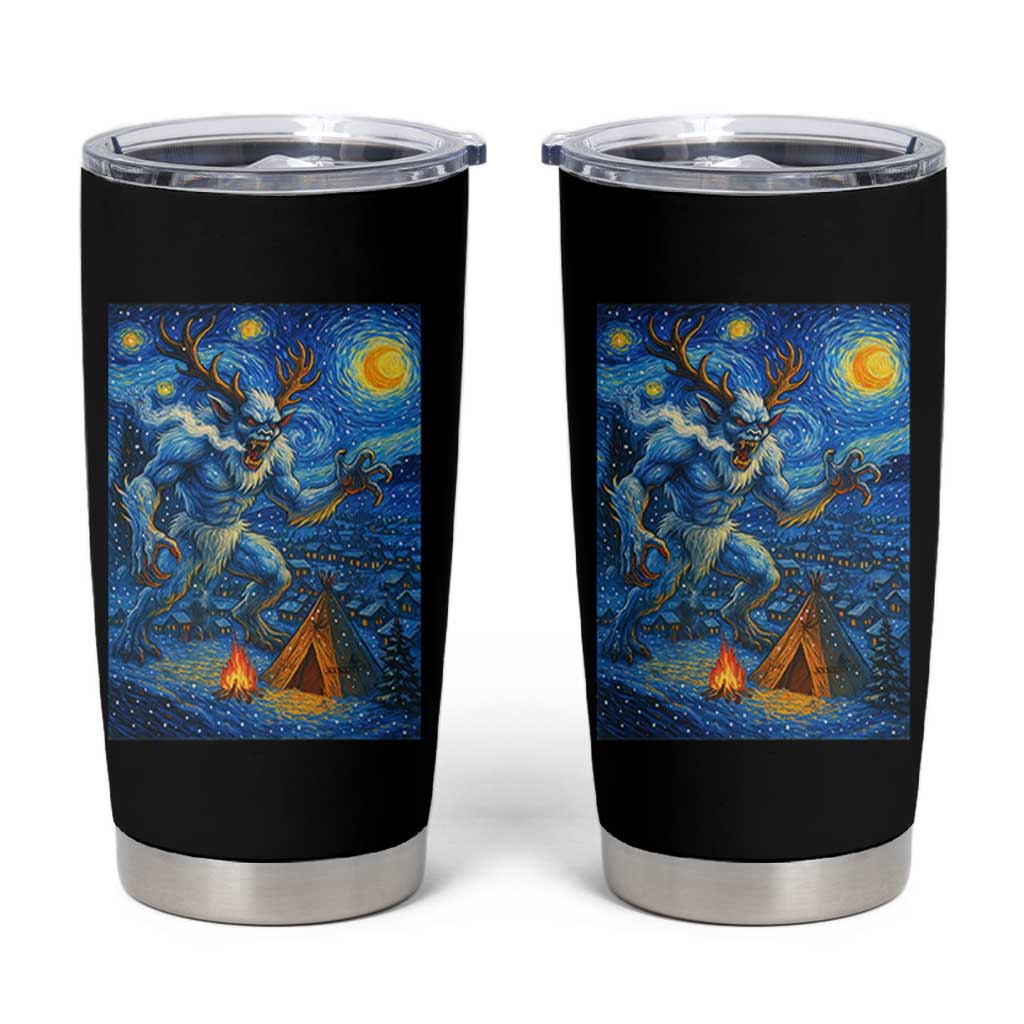 Wedigo Cryptid Christmas Tumbler Cup Native American Starry Night Xmas - Wonder Print Shop