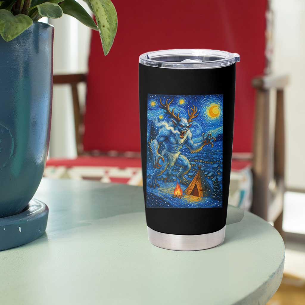 Wedigo Cryptid Christmas Tumbler Cup Native American Starry Night Xmas - Wonder Print Shop