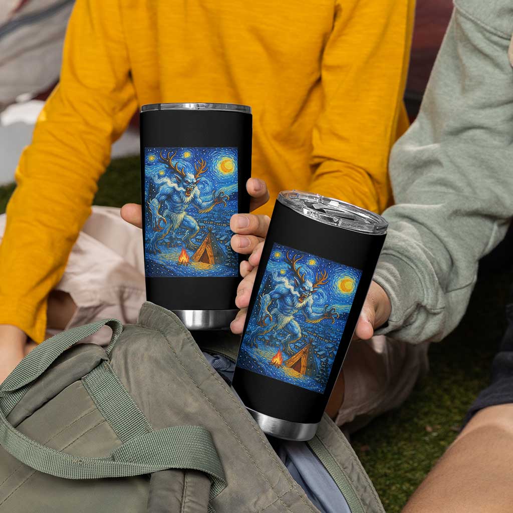 Wedigo Cryptid Christmas Tumbler Cup Native American Starry Night Xmas - Wonder Print Shop