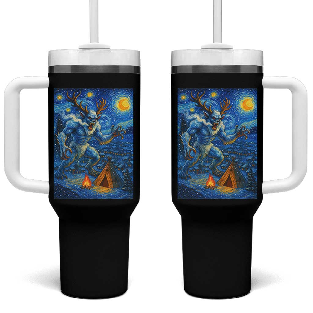 Wedigo Cryptid Christmas Tumbler With Handle Native American Starry Night Xmas - Wonder Print Shop