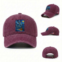 Wedigo Cryptid Christmas Washed Cotton Baseball Cap Native American Starry Night Xmas