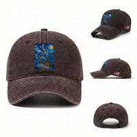 Wedigo Cryptid Christmas Washed Cotton Baseball Cap Native American Starry Night Xmas