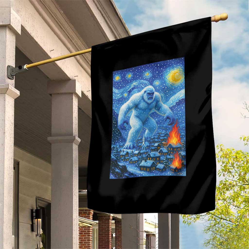 Yeti Cryptid Christmas Garden Flag Winter Monster Starry Night Xmas - Wonder Print Shop