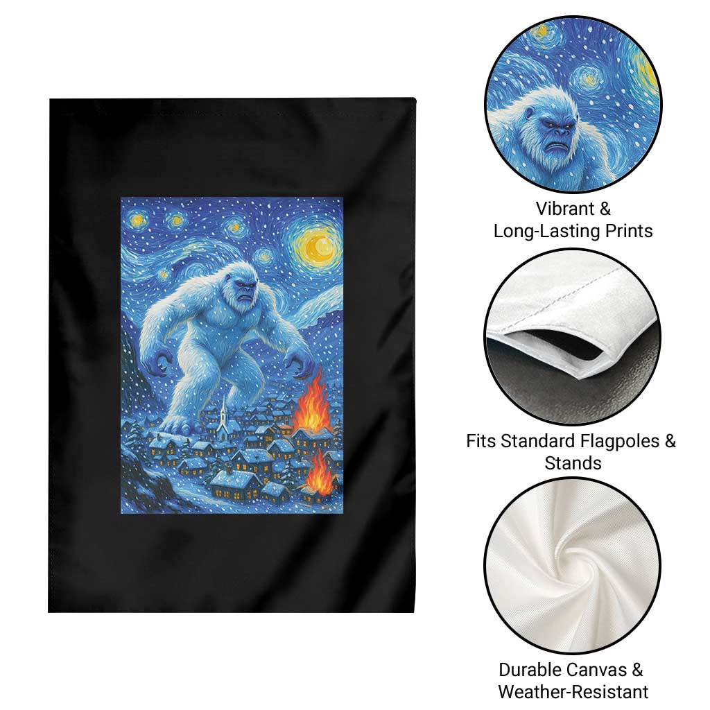 Yeti Cryptid Christmas Garden Flag Winter Monster Starry Night Xmas - Wonder Print Shop