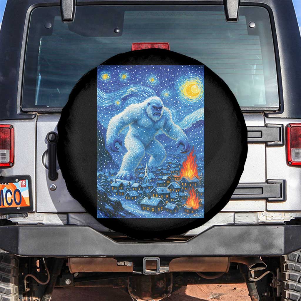 Yeti Cryptid Christmas Spare Tire Cover Winter Monster Starry Night Xmas - Wonder Print Shop