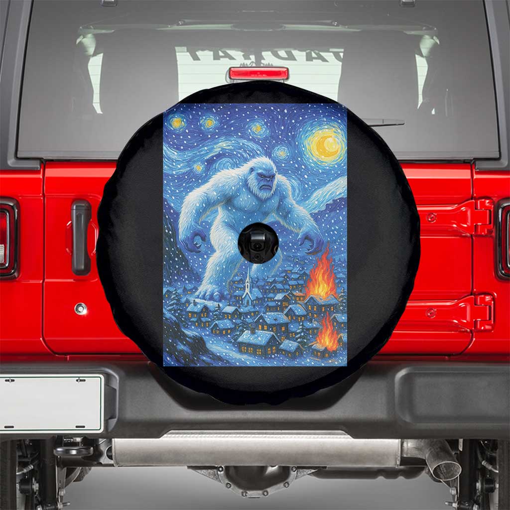 Yeti Cryptid Christmas Spare Tire Cover Winter Monster Starry Night Xmas - Wonder Print Shop