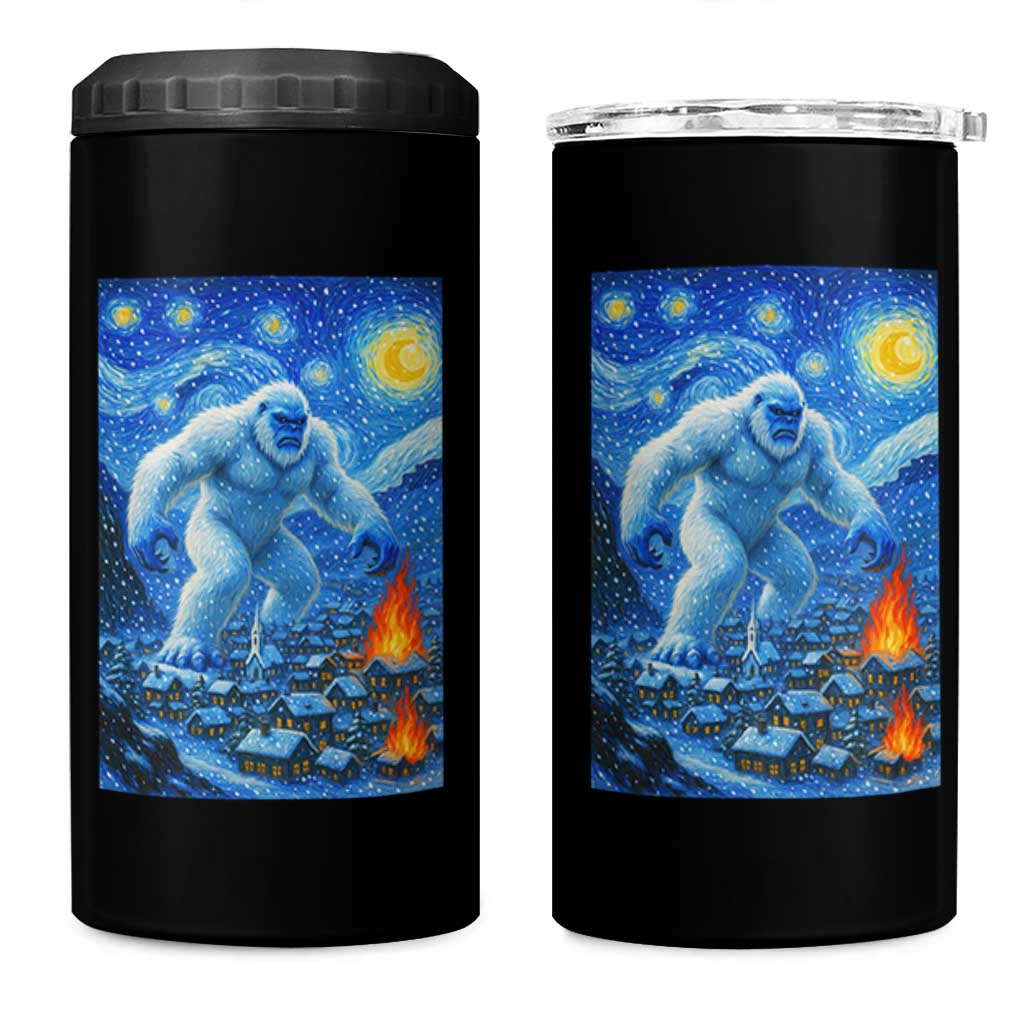 Yeti Cryptid Christmas 4 in 1 Can Cooler Tumbler Winter Monster Starry Night Xmas - Wonder Print Shop