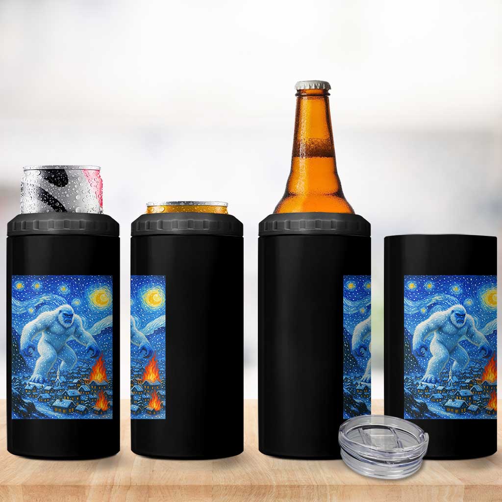 Yeti Cryptid Christmas 4 in 1 Can Cooler Tumbler Winter Monster Starry Night Xmas - Wonder Print Shop