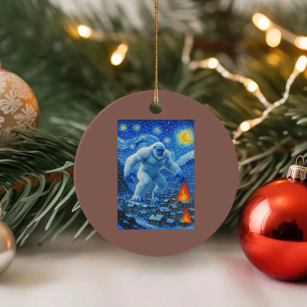 Yeti Cryptid Xmas Ceramic Ornament Winter Monster Starry Night Xmas - Wonder Print Shop