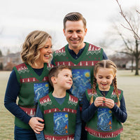Yeti Cryptid Xmas V-Neck Knit Sweater Vest Winter Monster Starry Night Xmas - Wonder Print Shop