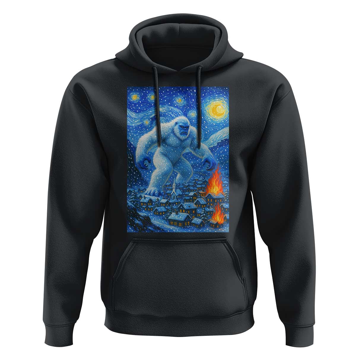 Yeti Cryptid Christmas Hoodie Winter Monster Starry Night Xmas - Wonder Print Shop