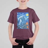 Yeti Cryptid Christmas T Shirt For Kid Winter Monster Starry Night Xmas - Wonder Print Shop