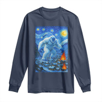 Yeti Cryptid Christmas Long Sleeve Shirt Winter Monster Starry Night Xmas - Wonder Print Shop