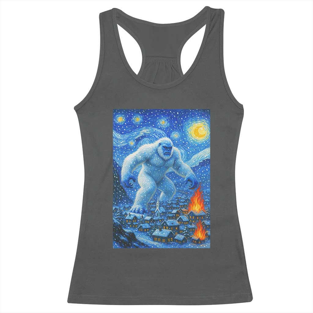 Yeti Cryptid Christmas Racerback Tank Top Winter Monster Starry Night Xmas - Wonder Print Shop