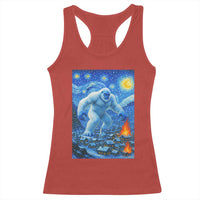 Yeti Cryptid Christmas Racerback Tank Top Winter Monster Starry Night Xmas - Wonder Print Shop