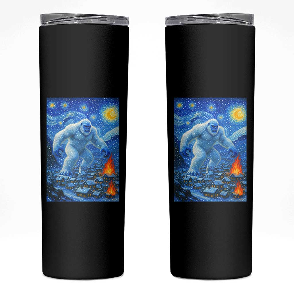Yeti Cryptid Christmas Skinny Tumbler Winter Monster Starry Night Xmas - Wonder Print Shop