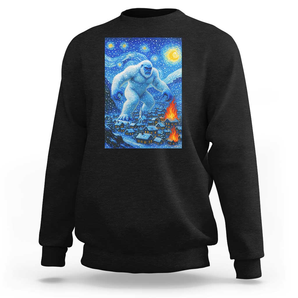 Yeti Cryptid Christmas Sweatshirt Winter Monster Starry Night Xmas - Wonder Print Shop