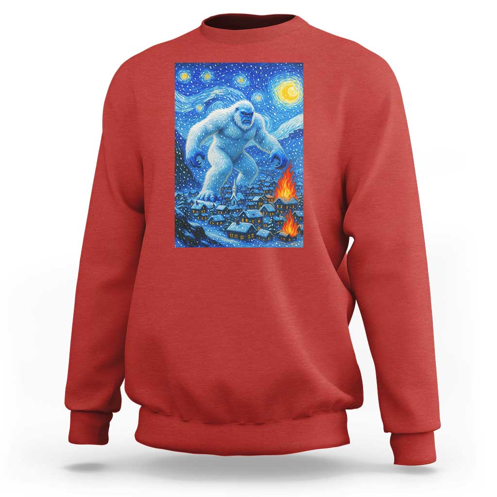 Yeti Cryptid Christmas Sweatshirt Winter Monster Starry Night Xmas - Wonder Print Shop