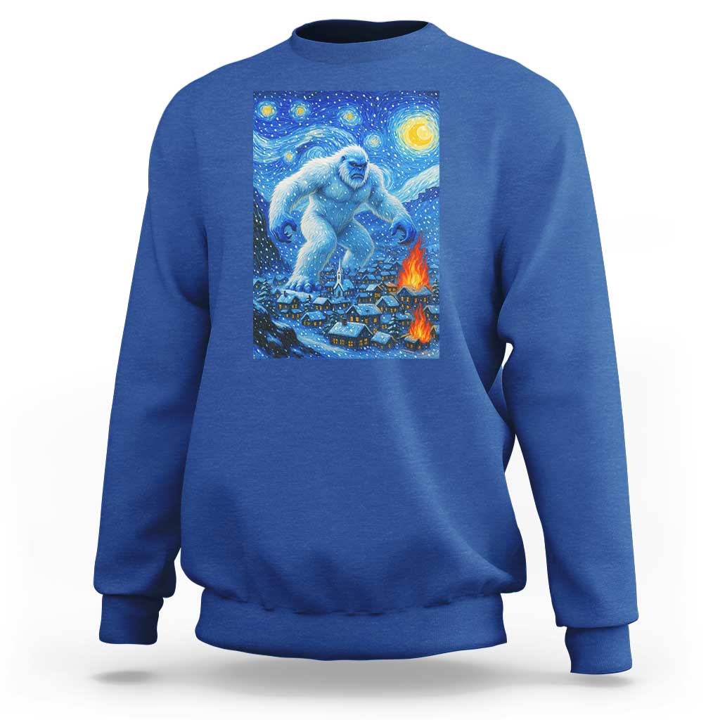 Yeti Cryptid Christmas Sweatshirt Winter Monster Starry Night Xmas - Wonder Print Shop
