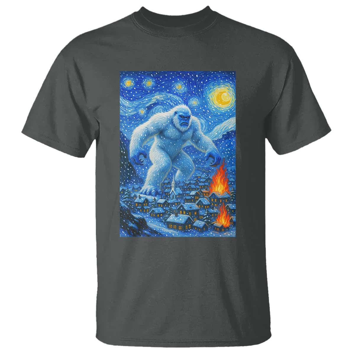 Yeti Cryptid Christmas T Shirt Winter Monster Starry Night Xmas - Wonder Print Shop