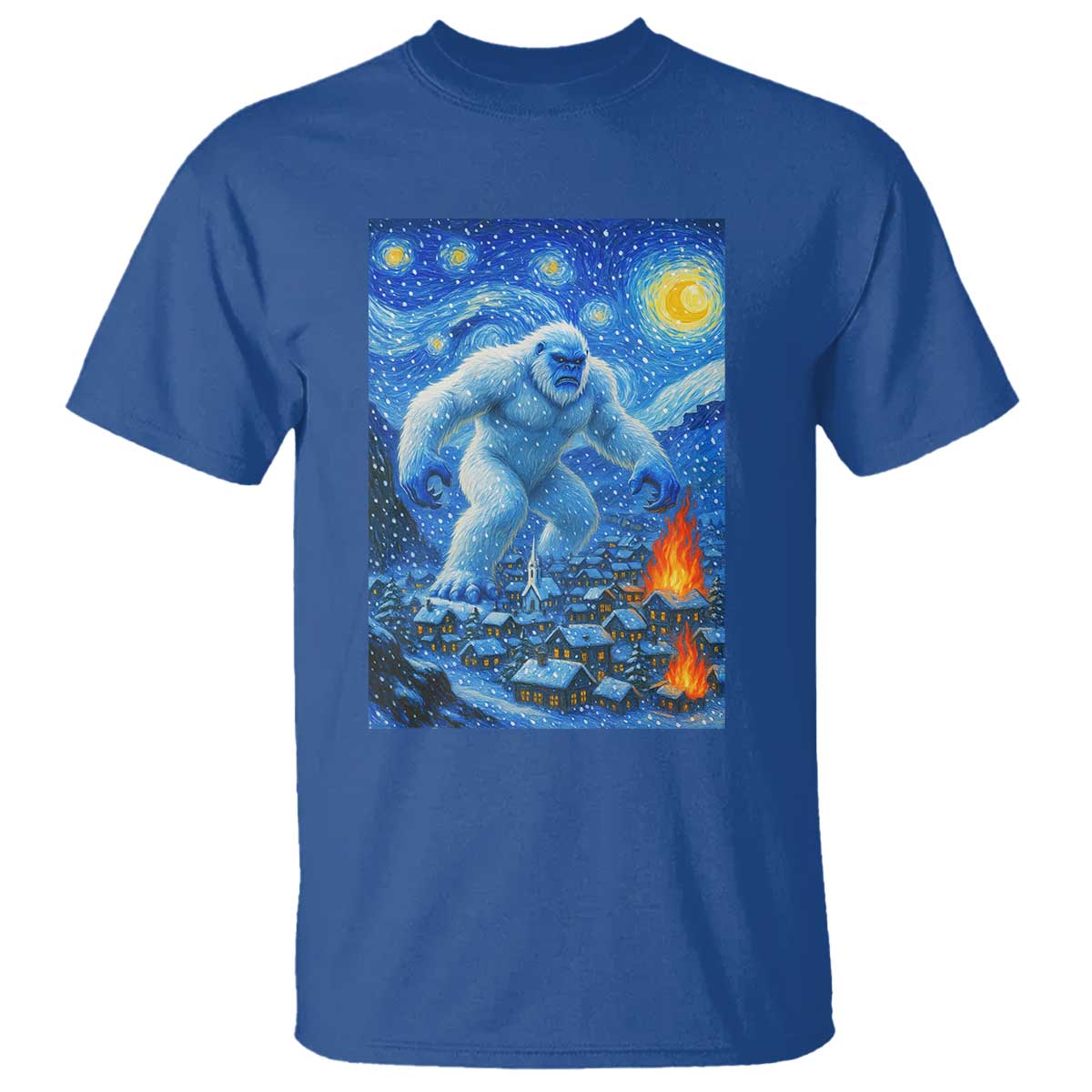 Yeti Cryptid Christmas T Shirt Winter Monster Starry Night Xmas - Wonder Print Shop