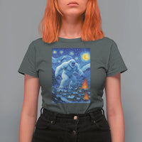 Yeti Cryptid Christmas T Shirt For Women Winter Monster Starry Night Xmas - Wonder Print Shop