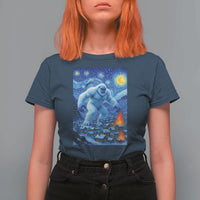 Yeti Cryptid Christmas T Shirt For Women Winter Monster Starry Night Xmas - Wonder Print Shop