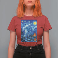 Yeti Cryptid Christmas T Shirt For Women Winter Monster Starry Night Xmas - Wonder Print Shop