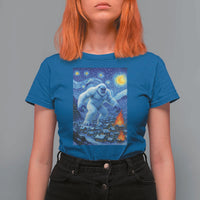 Yeti Cryptid Christmas T Shirt For Women Winter Monster Starry Night Xmas - Wonder Print Shop