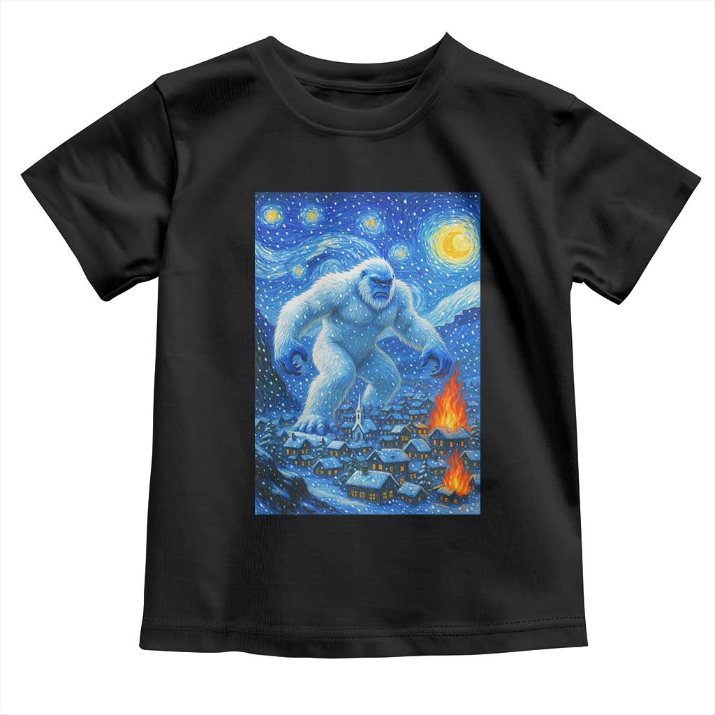 Yeti Cryptid Christmas Toddler T Shirt Winter Monster Starry Night Xmas - Wonder Print Shop