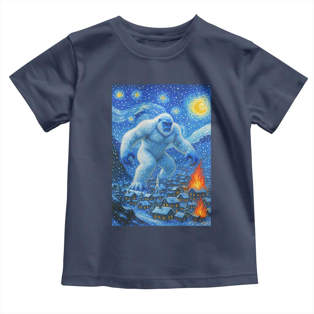 Yeti Cryptid Christmas Toddler T Shirt Winter Monster Starry Night Xmas - Wonder Print Shop